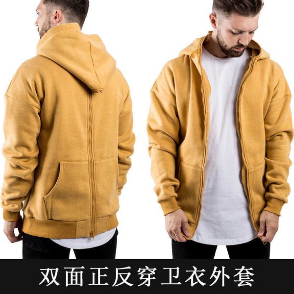 muscle new front and back hooded sweater men's brother trend sports leisure double-sided jacket, Black
muscle new front and back hooded sweater men's brother trend sports leisure double-sided jacket, Black