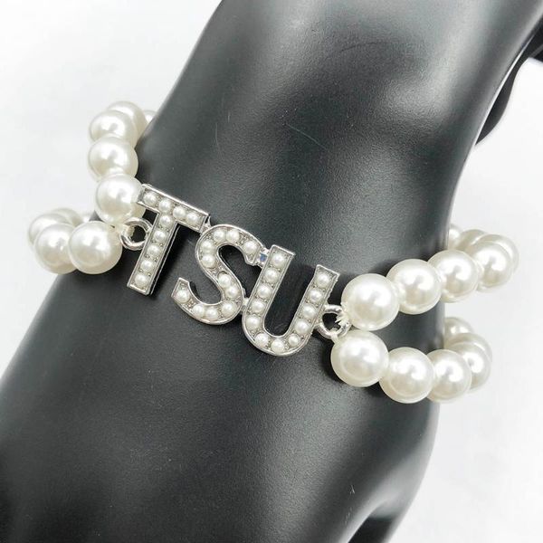 beaded, strands hand made greek sorority elastic line white pearl tus letter charm double row bracelet women jewelry, Black
beaded, strands hand made greek sorority elastic line white pearl tus letter charm double row bracelet women jewelry, Black