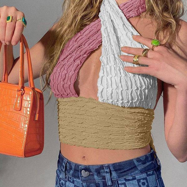 women's tanks & camis halter three-color stitching knit cross women summer beach party elegant sleeveless tank fashion jacquard bac, White
women's tanks & camis halter three-color stitching knit cross women summer beach party elegant sleeveless tank fashion jacquard bac, White