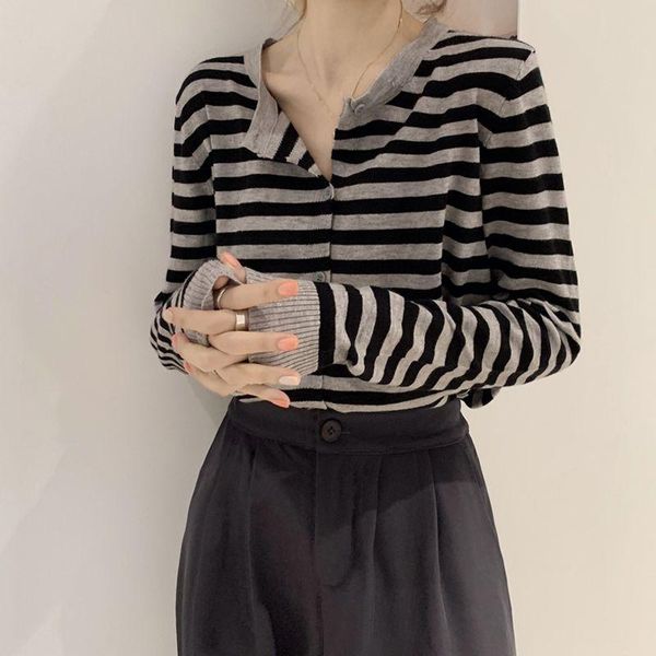 women's knits & tees cropped sweaters women fall trendy basic long sleeve soft striped ladies knitwear single breasted simple woman car, White
women's knits & tees cropped sweaters women fall trendy basic long sleeve soft striped ladies knitwear single breasted simple woman car, White