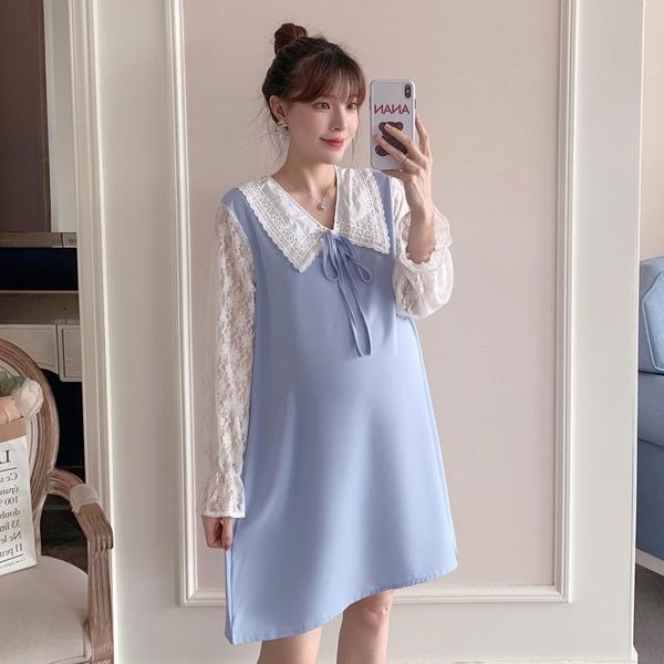 maternity dresses 2021 autumn outfit loose long sleeve v-neck pregnant woman dress lace turn-down collar pregnancy a-line cute, White
maternity dresses 2021 autumn outfit loose long sleeve v-neck pregnant woman dress lace turn-down collar pregnancy a-line cute, White