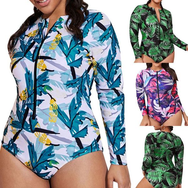 one-piece suits female bathing suit leaf print round neck long sleeve swimwear for summer beachwear
one-piece suits female bathing suit leaf print round neck long sleeve swimwear for summer beachwear