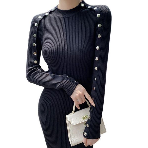 casual dresses vintage elegant dress 2021 autumn and winter button decoration slim knit sweater women korean fashion women's clothing, Black;gray
casual dresses vintage elegant dress 2021 autumn and winter button decoration slim knit sweater women korean fashion women's clothing, Black;gray