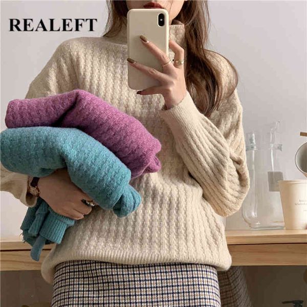 autumn winter twisted loose turtleneck women's sweater long sleeve knitted pullover sweaters female korean 210428, White;black
autumn winter twisted loose turtleneck women's sweater long sleeve knitted pullover sweaters female korean 210428, White;black