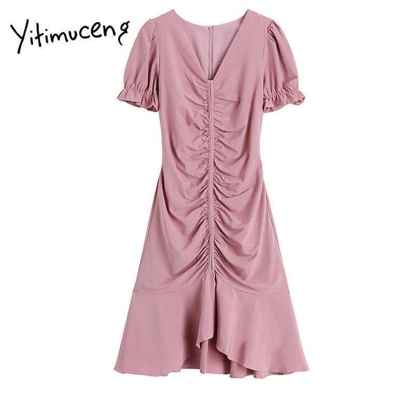 yitimuceng piink dresses women summer folds zipper high waist puff sleeve trumpet v-neck korean fashion elegant dress 210601, Black;gray
yitimuceng piink dresses women summer folds zipper high waist puff sleeve trumpet v-neck korean fashion elegant dress 210601, Black;gray