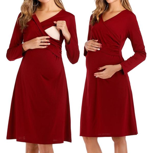 maternity dresses pregnancy long sleeve casual v-neck nursing nightgown pregnant women breastfeeding sleepwear plus size s-2xl, White
maternity dresses pregnancy long sleeve casual v-neck nursing nightgown pregnant women breastfeeding sleepwear plus size s-2xl, White