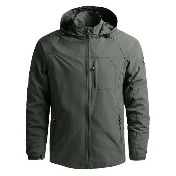 2021 fashion mountaineering spring autumn thin casual men's jacket, Khaki