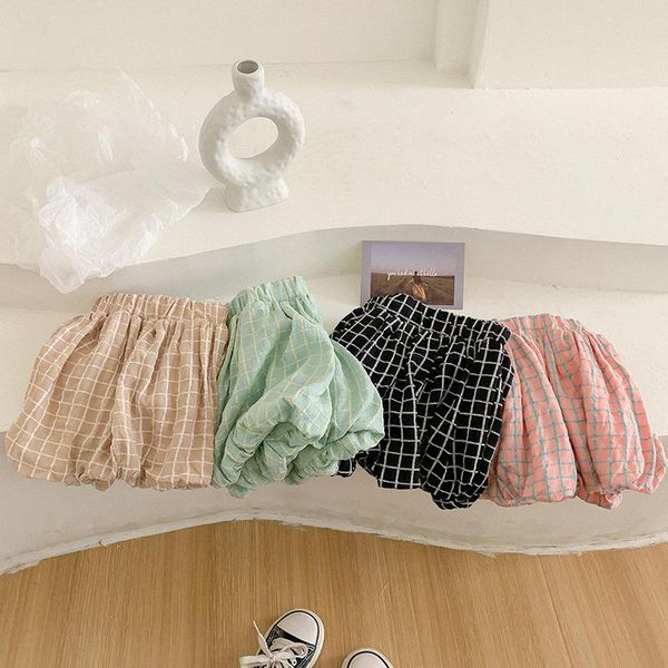 girls boys plaid shorts summer fashion kids clothes 1-6years, Black