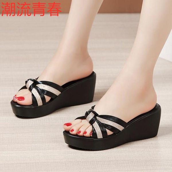 slippers platform women summer shoes 2021 fashion stipe open head medium heel wedges slides ladies beach slipper big size 34-43, Black
slippers platform women summer shoes 2021 fashion stipe open head medium heel wedges slides ladies beach slipper big size 34-43, Black