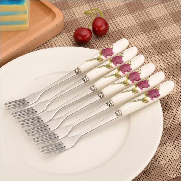 forks vacclo stainless steel fruit moon-cake rose ceramic handle salad dessert cute fork elegance household kitchen tableware
forks vacclo stainless steel fruit moon-cake rose ceramic handle salad dessert cute fork elegance household kitchen tableware