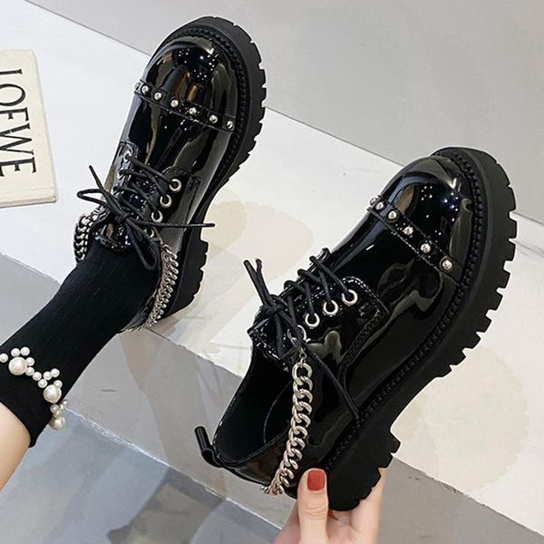 dress shoes women's mary jane lolita leather lace-up round head personalized rivet chain design black thick bottom ladies
dress shoes women's mary jane lolita leather lace-up round head personalized rivet chain design black thick bottom ladies