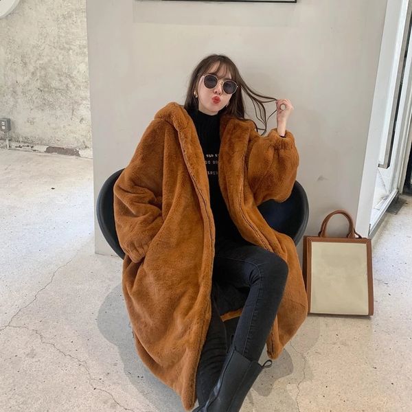 jacket 2021 winter thick warm long hooded rabbit coat women overcoat oversized loose 6 color luxury faux fur jacket female, Black;brown
jacket 2021 winter thick warm long hooded rabbit coat women overcoat oversized loose 6 color luxury faux fur jacket female, Black;brown