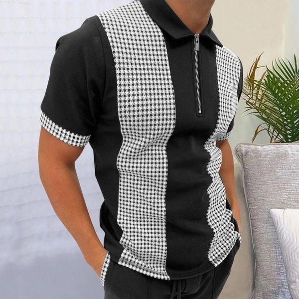 men's polos regular-fit cotton check shirt 2021 summer business casual half zipper breathable, White;black
men's polos regular-fit cotton check shirt 2021 summer business casual half zipper breathable, White;black