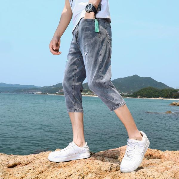 men's jeans ripped denim brand 2021 summer thin outer wear 3/4 casual breeches and shorts, Blue
men's jeans ripped denim brand 2021 summer thin outer wear 3/4 casual breeches and shorts, Blue