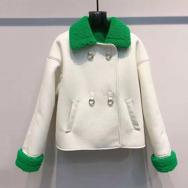women's fur & faux women coat winer short length casual style real sheep wool clothes thick warm pu leather jacket long sleeves turn-do, Black
women's fur & faux women coat winer short length casual style real sheep wool clothes thick warm pu leather jacket long sleeves turn-do, Black