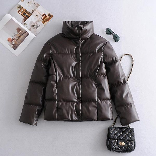 women's leather & faux trendy autumn winter women jacket stand collar singe breasted warm snow cotton coat long sleeve female outwewar, Black
women's leather & faux trendy autumn winter women jacket stand collar singe breasted warm snow cotton coat long sleeve female outwewar, Black