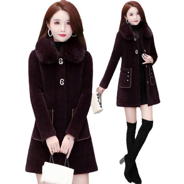 women's wool & blends woolen women jacket 2021winter slim pocket imitate fur mink fleece big collar thick warm coat female outwearr1566, Black
women's wool & blends woolen women jacket 2021winter slim pocket imitate fur mink fleece big collar thick warm coat female outwearr1566, Black