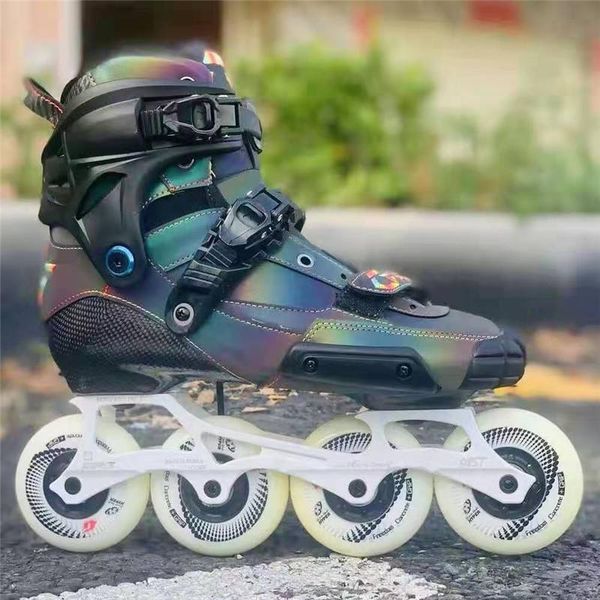 shine lighting carbon fiber 4 wheels fsk inline skates shoes with hyper rockered skating frame slalom slide roller patines 1pair
shine lighting carbon fiber 4 wheels fsk inline skates shoes with hyper rockered skating frame slalom slide roller patines 1pair