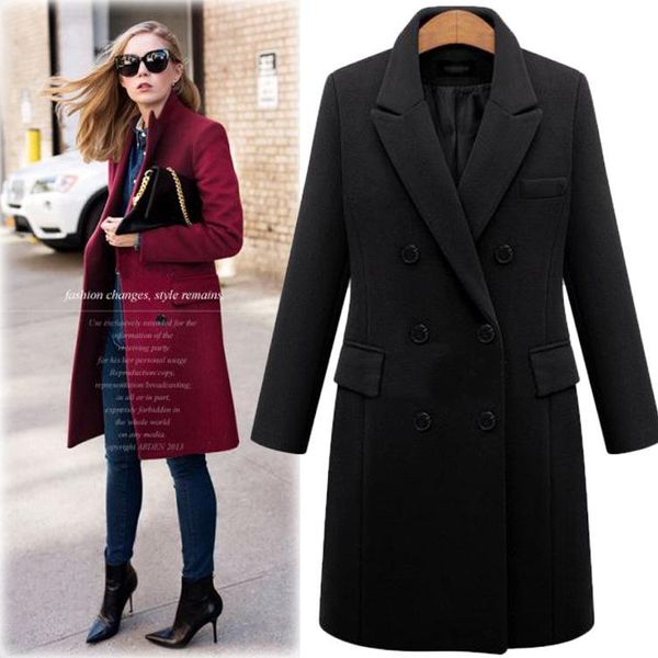 women's wool & blends winter long woolen coat, elegant and fashionable working plus size coat, Black
women's wool & blends winter long woolen coat, elegant and fashionable working plus size coat, Black