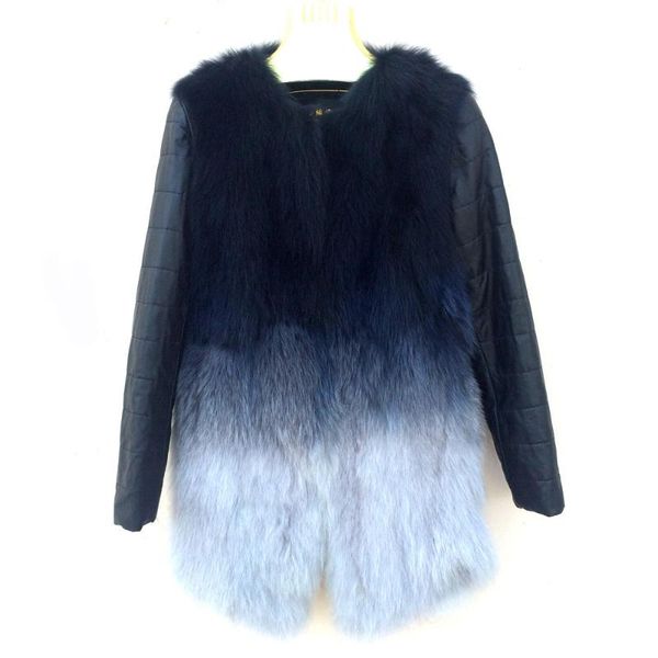 women's fur & faux gradient natural jacket women winter real sheep leather sleeves fashion lady genuine outerwear customized, Black
women's fur & faux gradient natural jacket women winter real sheep leather sleeves fashion lady genuine outerwear customized, Black