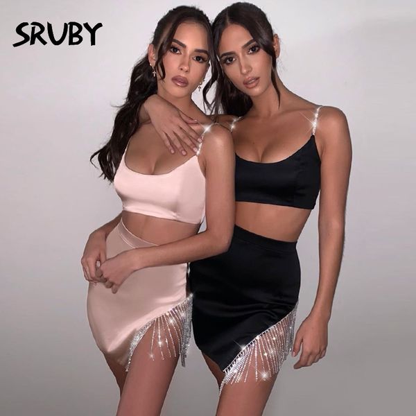 sruby summer tassel diamond 2 piece set women satin crop short skirt bodycon club party two piece set female outfits, Black;white
sruby summer tassel diamond 2 piece set women satin crop short skirt bodycon club party two piece set female outfits, Black;white