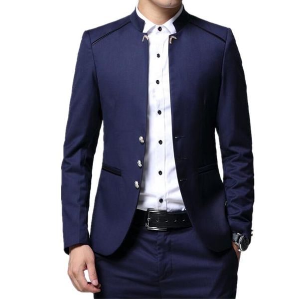 men's suits & blazers suit 2 piece set slim fit jacket pants wedding banquet male stand collar solid color business casual blazer coat, White;black
men's suits & blazers suit 2 piece set slim fit jacket pants wedding banquet male stand collar solid color business casual blazer coat, White;black