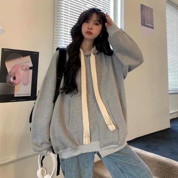 women's hoodies & sweatshirts plush thick hooded 2021 korean loose woman jacket women streetwear goth coats, Black
women's hoodies & sweatshirts plush thick hooded 2021 korean loose woman jacket women streetwear goth coats, Black