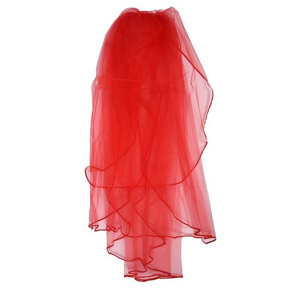 bridal veils 3 tier elegant wedding ribbon side tulle veil with comb red, Black 
bridal veils 3 tier elegant wedding ribbon side tulle veil with comb red, Black