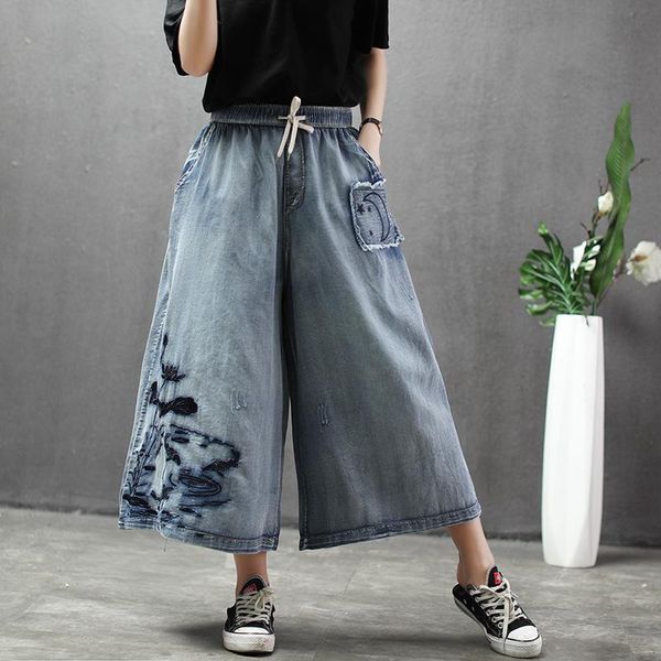 women's jeans oversized women washed embroidery patch with pockets wide leg pants femme vintage elastic high waist loose denim, Blue
women's jeans oversized women washed embroidery patch with pockets wide leg pants femme vintage elastic high waist loose denim, Blue
