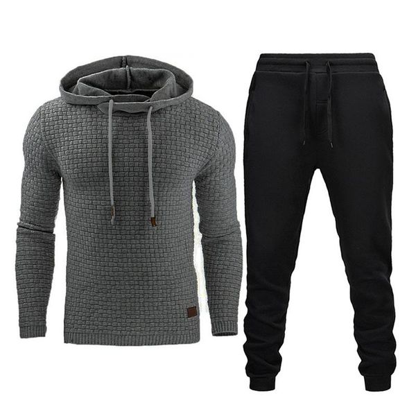men's tracksuits autumn/winter 2021 european and american long-sleeved jacquard plaid hoodie sports fashion coat + casual pants, Gray
men's tracksuits autumn/winter 2021 european and american long-sleeved jacquard plaid hoodie sports fashion coat + casual pants, Gray