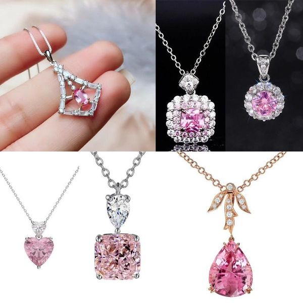 pendant necklaces caoshi aesthetic female with pink crystal zirconia romantic wedding accessories delicate women engagement jewelry gift, Silver
pendant necklaces caoshi aesthetic female with pink crystal zirconia romantic wedding accessories delicate women engagement jewelry gift, Silver