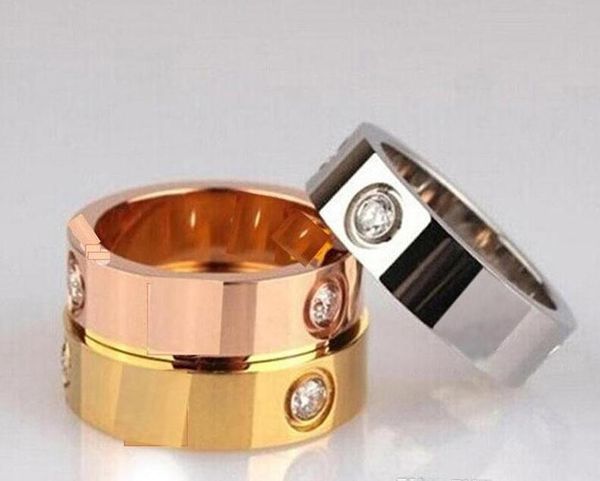 brand rings 4mm 5mm 6mm titanium steel silver love ring men and women rose gold rings lovers couple ring for wedding gift fashion classic je