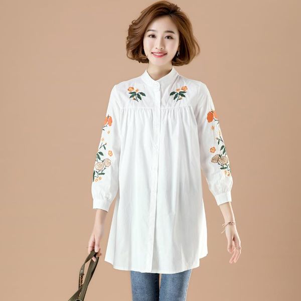 women's blouses & shirts 2021 cotton embroider low collar retro puff sleeve spring autumn casual fashion loose plus-size blouse, White
women's blouses & shirts 2021 cotton embroider low collar retro puff sleeve spring autumn casual fashion loose plus-size blouse, White