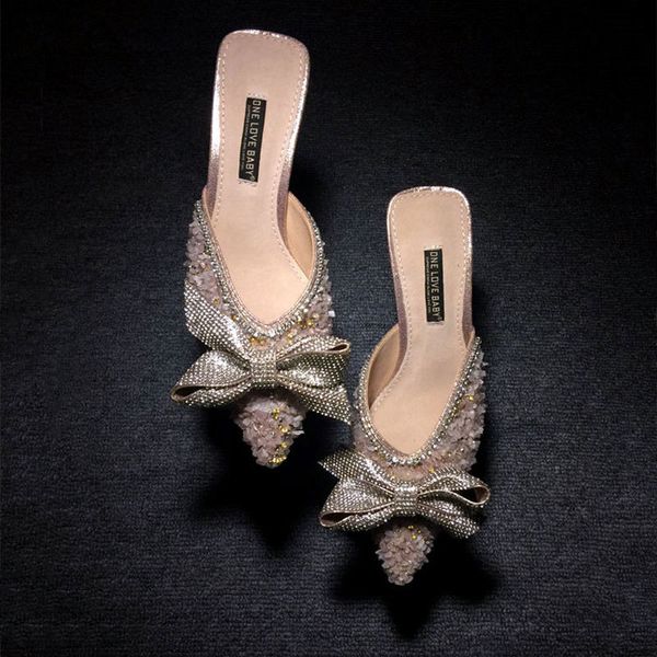sandals bling high heels slippers crystal band bow knot party shoes woman pointy rivets mules sandalias mujer flip flop, Black
sandals bling high heels slippers crystal band bow knot party shoes woman pointy rivets mules sandalias mujer flip flop, Black