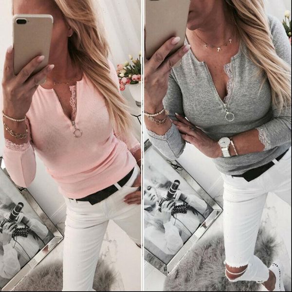 brand womens t shirt lace decor zipped v neck long sleeve tight tee ladies fashion casual slim, White
brand womens t shirt lace decor zipped v neck long sleeve tight tee ladies fashion casual slim, White