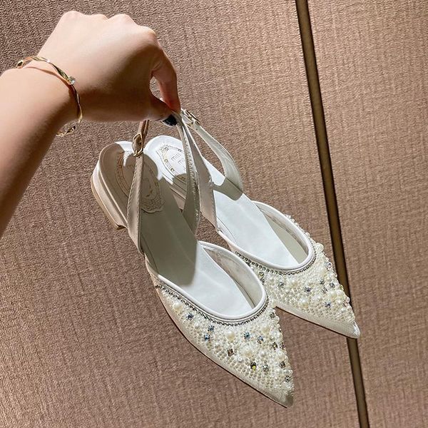 sandals summer style white pearl flat bottom rhinestone bridal wedding single shoes wild banquet dress pointed women, Black
sandals summer style white pearl flat bottom rhinestone bridal wedding single shoes wild banquet dress pointed women, Black