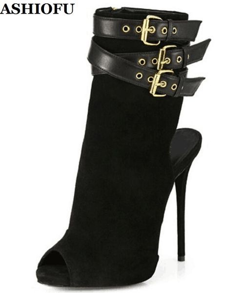 boots ashiofu handmade women high heel slingback buckle strap club party ankle suede leather evening fashion shoes, Black
boots ashiofu handmade women high heel slingback buckle strap club party ankle suede leather evening fashion shoes, Black