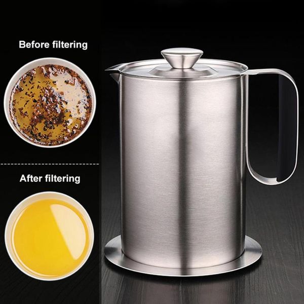 home kitchen stainless steel oil filter bottle storage can with mesh strainer bottles & jars
home kitchen stainless steel oil filter bottle storage can with mesh strainer bottles & jars