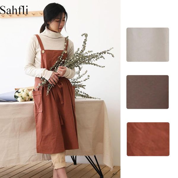 aprons solid color sleeveless apron dress for women buttons design home kitchen flower shop cotton lady bib with 2 pockets
aprons solid color sleeveless apron dress for women buttons design home kitchen flower shop cotton lady bib with 2 pockets