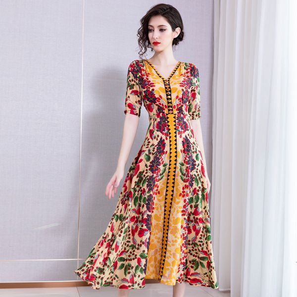 dresses summer long women v-neck charming flower print tunic buttons deco short sleeve ankle long maxi, Black;gray
dresses summer long women v-neck charming flower print tunic buttons deco short sleeve ankle long maxi, Black;gray
