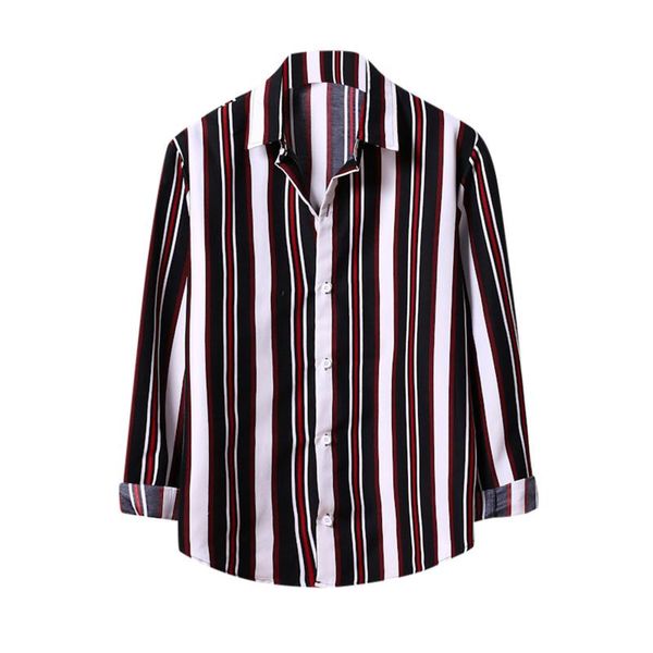 men's casual shirts shirt blouse contrast lapel striped long-sleeved clothing camisas de hombre, White;black
men's casual shirts shirt blouse contrast lapel striped long-sleeved clothing camisas de hombre, White;black