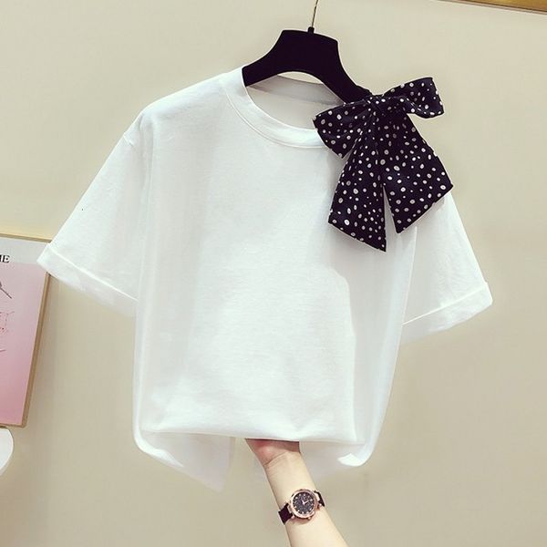 t shirt white cotton tshirt women summer t-shirt korean-style shoulder polka dot scarf bow round neck short sleeve t ladies
t shirt white cotton tshirt women summer t-shirt korean-style shoulder polka dot scarf bow round neck short sleeve t ladies