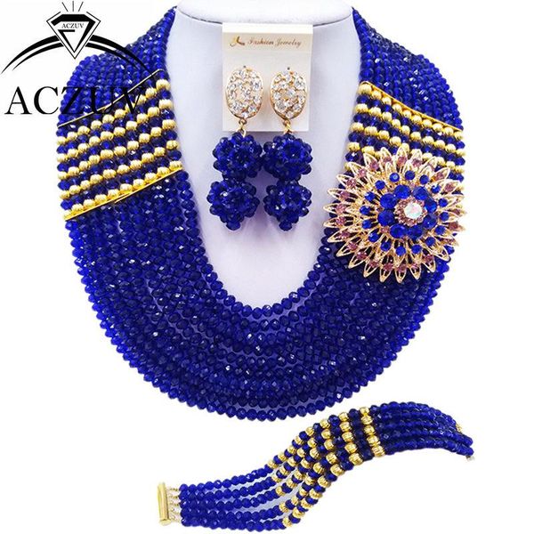 earrings & necklace aczuv 10 rows royal blue african beads jewelry set for brides bridesmaids nigerian wedding bridal sets 10lbjz002, Silver
earrings & necklace aczuv 10 rows royal blue african beads jewelry set for brides bridesmaids nigerian wedding bridal sets 10lbjz002, Silver