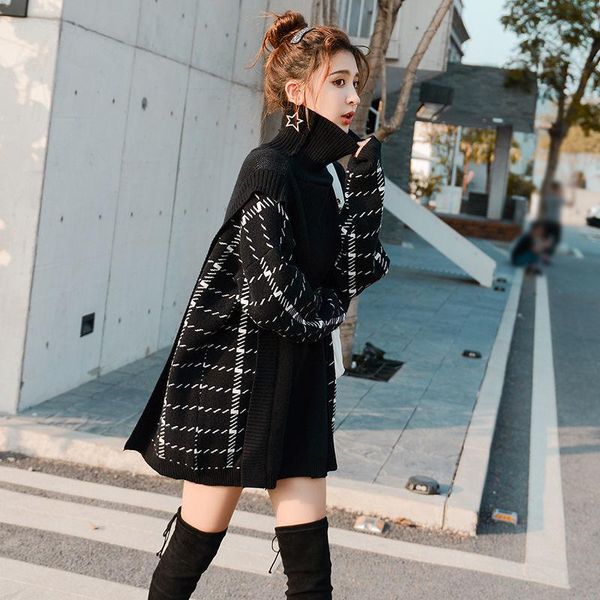 women's sweaters false two in the long sweater female 2021 autumn and winter korean large size loose languid lazy wind wearing knitwear, White;black
women's sweaters false two in the long sweater female 2021 autumn and winter korean large size loose languid lazy wind wearing knitwear, White;black