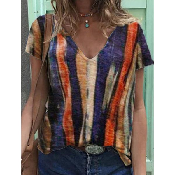 striped print women t-shirt casual basis v-neck multicolor tshirt fashion short sleeve loose creativity t-shirts #t3g women's, White
striped print women t-shirt casual basis v-neck multicolor tshirt fashion short sleeve loose creativity t-shirts #t3g women's, White