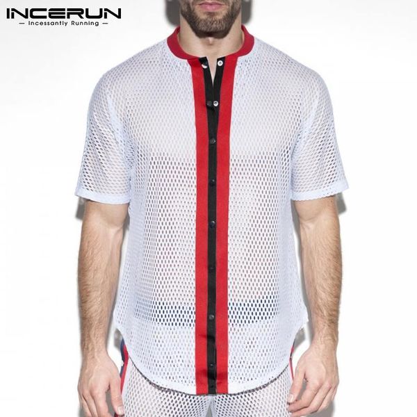 men's casual shirts men camiseta streetwear striped breathable mesh comfortable button fashion round neck shirt s-5xl 2021 incerun, White;black
men's casual shirts men camiseta streetwear striped breathable mesh comfortable button fashion round neck shirt s-5xl 2021 incerun, White;black