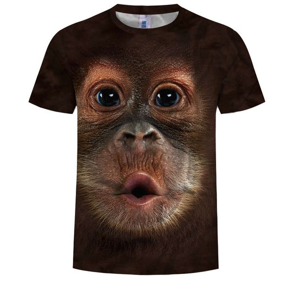 short sleeve men's t-shirt animal monkey 3d face digital print t-shirt, White;black
short sleeve men's t-shirt animal monkey 3d face digital print t-shirt, White;black