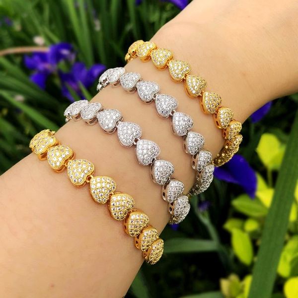link, chain luxury heart shape bracelet full mirco paved cubic zirconia gold/silver color copper bracelets bangles for women party jewelry, Black
link, chain luxury heart shape bracelet full mirco paved cubic zirconia gold/silver color copper bracelets bangles for women party jewelry, Black