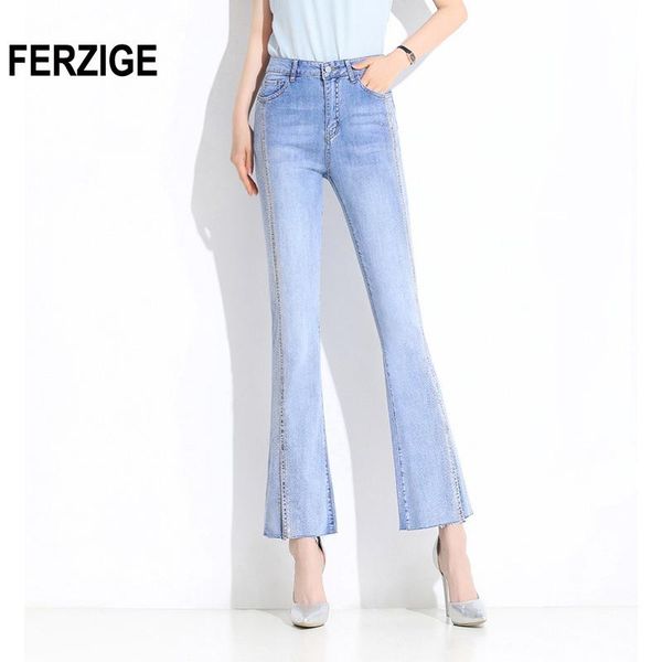 women's jeans ferzige summer 2021 high waist stretch show slim leg slit small straight for women light weight, Blue
women's jeans ferzige summer 2021 high waist stretch show slim leg slit small straight for women light weight, Blue