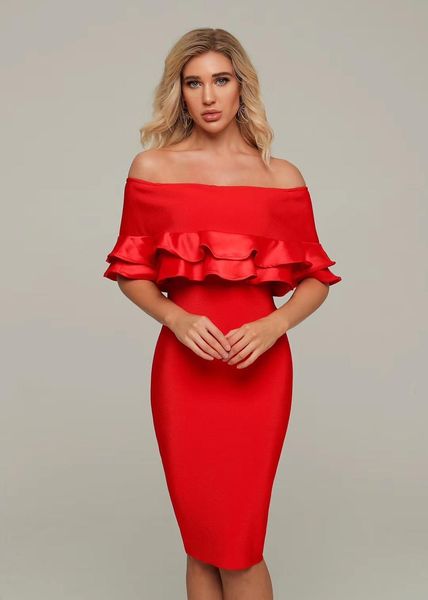dresses off shoulder rfuffles red bodycon bandage evening party vestido, Black;gray
dresses off shoulder rfuffles red bodycon bandage evening party vestido, Black;gray